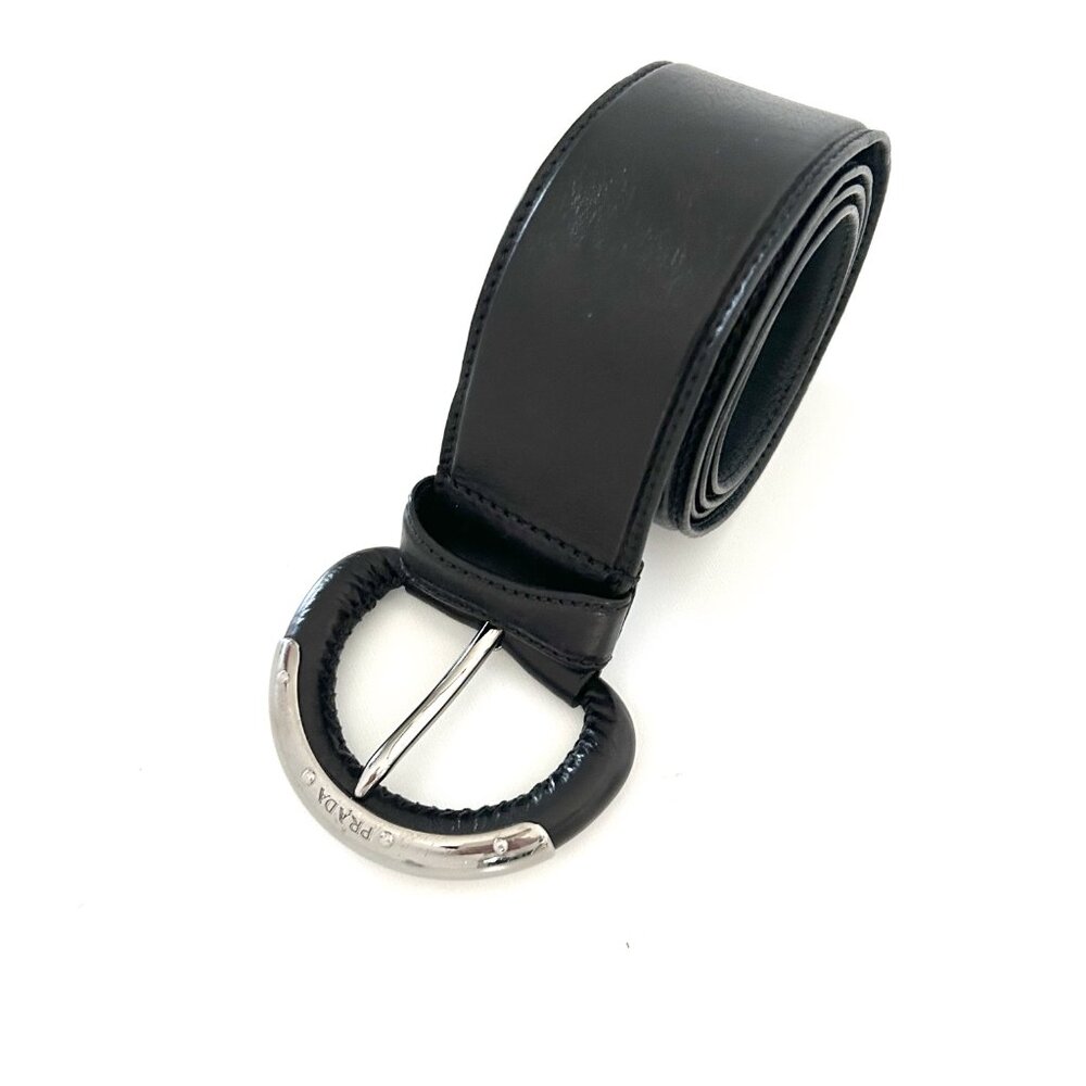 Prada UNISEX Black Leather Belt Size 34 - Picture 4 of 10